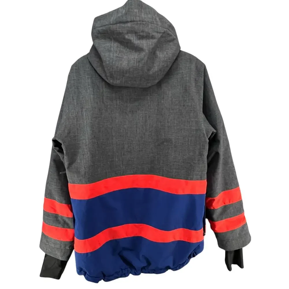 Nomis Ski Snowboard‎ Jacket Mens S Gray Blue Red Hooded Full Zip Parka Winter